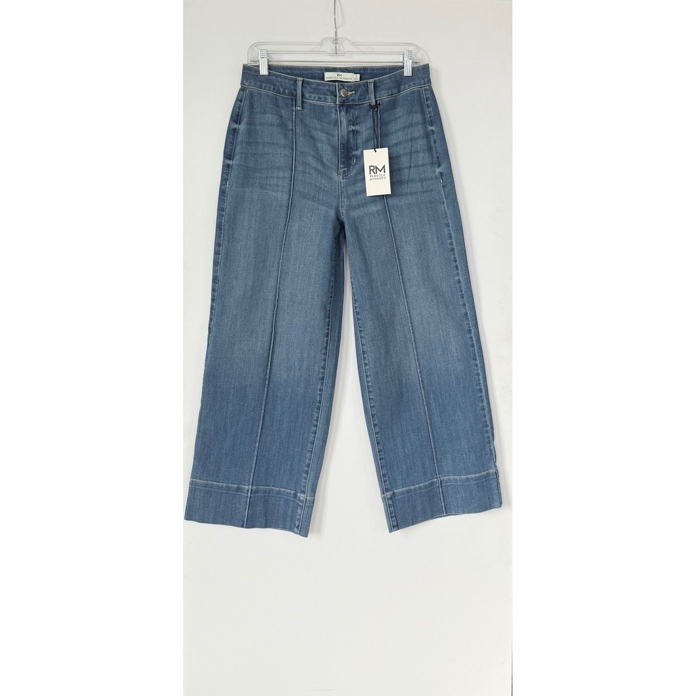 Rebecca Minkoff Denim Wide Leg‎ High Rise Crop Jeans Size 8 Coastal Boho Luxury